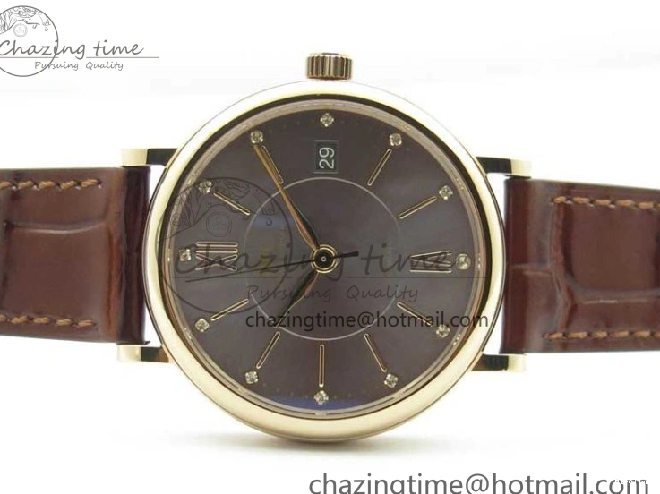 MIROTIME 0313 Portofino 37mm RG V7F 1:1 Best Edition Gray Dial on Deep Brown Leather Strap A SunProtective 7090
